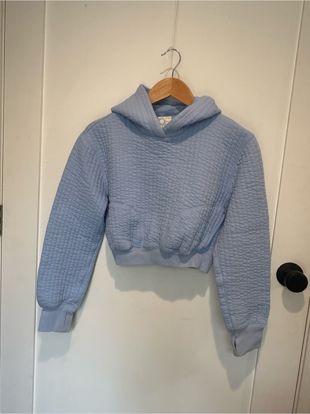 OFFLINE by Aerie Quilted Light Blue Cropped Hoodie Size XS